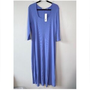 Soft Sorroundings Ribbed 3/4 sleeves Aria Dress in Persian Jewel—Medium